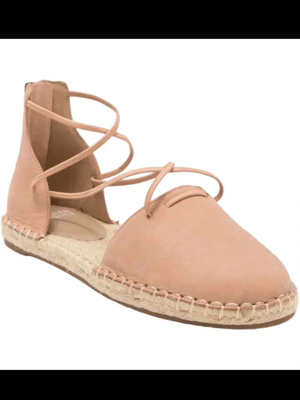 Eileen Fisher Espadrille strappy leather shoes nude neutral  closed toe 8.5